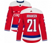 Women Adidas Washington Capitals #21 Lucas Johansen Authentic Red Alternate NHL Jersey