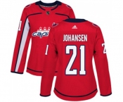 Women Adidas Washington Capitals #21 Lucas Johansen Premier Red Home NHL Jersey