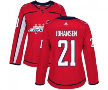 Women Adidas Washington Capitals #21 Lucas Johansen Premier Red Home NHL Jersey