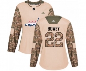 Women Adidas Washington Capitals #22 Madison Bowey Authentic Camo Veterans Day Practice NHL Jersey