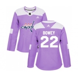 Women Adidas Washington Capitals #22 Madison Bowey Authentic Purple Fights Cancer Practice NHL Jersey