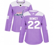 Women Adidas Washington Capitals #22 Madison Bowey Authentic Purple Fights Cancer Practice NHL Jersey