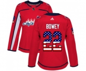 Women Adidas Washington Capitals #22 Madison Bowey Authentic Red USA Flag Fashion NHL Jersey