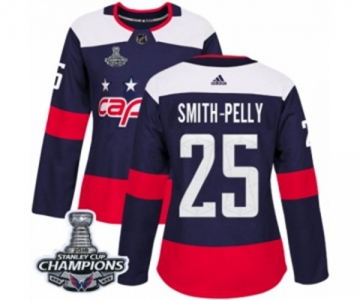 Women Adidas Washington Capitals #25 Devante Smith-Pelly Authentic Navy Blue 2018 Stadium Series 2018 Stanley Cup Final Champions NHL Jersey