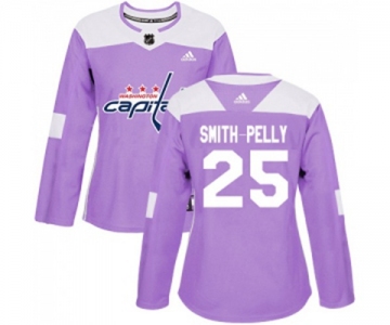 Women Adidas Washington Capitals #25 Devante Smith-Pelly Authentic Purple Fights Cancer Practice NHL Jersey