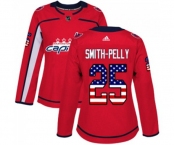 Women Adidas Washington Capitals #25 Devante Smith-Pelly Authentic Red USA Flag Fashion NHL Jersey