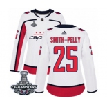 Women Adidas Washington Capitals #25 Devante Smith-Pelly Authentic White Away 2018 Stanley Cup Final Champions NHL Jersey