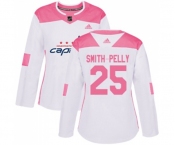 Women Adidas Washington Capitals #25 Devante Smith-Pelly Authentic White Pink Fashion NHL Jersey