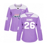 Women Adidas Washington Capitals #26 Nic Dowd Authentic Purple Fights Cancer Practice NHL Jersey