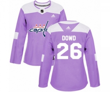 Women Adidas Washington Capitals #26 Nic Dowd Authentic Purple Fights Cancer Practice NHL Jersey