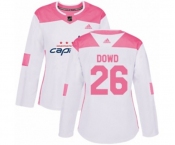 Women Adidas Washington Capitals #26 Nic Dowd Authentic White Pink Fashion NHL Jersey