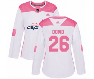 Women Adidas Washington Capitals #26 Nic Dowd Authentic White Pink Fashion NHL Jersey