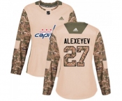 Women Adidas Washington Capitals #27 Alexander Alexeyev Authentic Camo Veterans Day Practice NHL Jersey