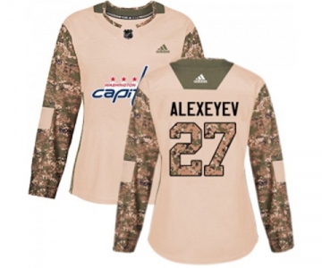 Women Adidas Washington Capitals #27 Alexander Alexeyev Authentic Camo Veterans Day Practice NHL Jersey