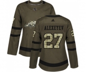 Women Adidas Washington Capitals #27 Alexander Alexeyev Authentic Green Salute to Service NHL Jersey