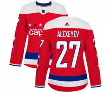 Women Adidas Washington Capitals #27 Alexander Alexeyev Authentic Red Alternate NHL Jersey