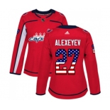 Women Adidas Washington Capitals #27 Alexander Alexeyev Authentic Red USA Flag Fashion NHL Jersey