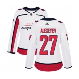 Women Adidas Washington Capitals #27 Alexander Alexeyev Authentic White Away NHL Jersey