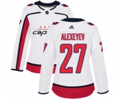 Women Adidas Washington Capitals #27 Alexander Alexeyev Authentic White Away NHL Jersey