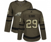 Women Adidas Washington Capitals #29 Christian Djoos Authentic Green Salute to Service NHL Jersey