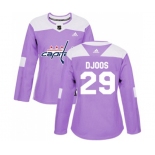 Women Adidas Washington Capitals #29 Christian Djoos Authentic Purple Fights Cancer Practice NHL Jersey