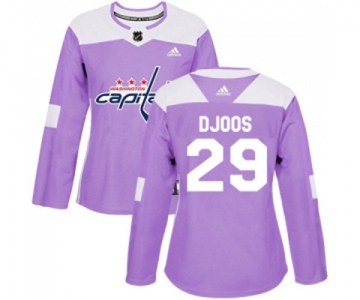 Women Adidas Washington Capitals #29 Christian Djoos Authentic Purple Fights Cancer Practice NHL Jersey