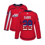 Women Adidas Washington Capitals #29 Christian Djoos Authentic Red USA Flag Fashion NHL Jersey