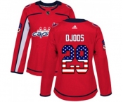 Women Adidas Washington Capitals #29 Christian Djoos Authentic Red USA Flag Fashion NHL Jersey