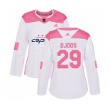 Women Adidas Washington Capitals #29 Christian Djoos Authentic White Pink Fashion NHL Jersey