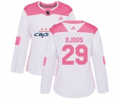 Women Adidas Washington Capitals #29 Christian Djoos Authentic White Pink Fashion NHL Jersey