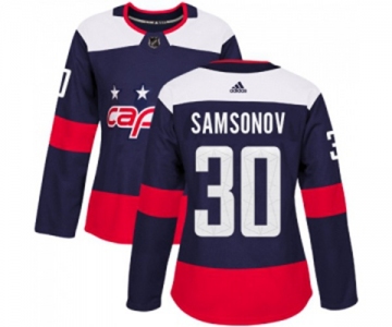 Women Adidas Washington Capitals #30 Ilya Samsonov Authentic Navy Blue 2018 Stadium Series NHL Jersey