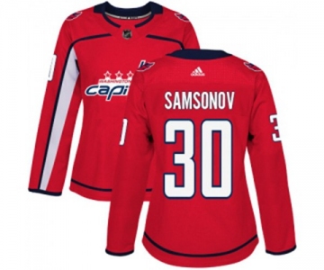 Women Adidas Washington Capitals #30 Ilya Samsonov Premier Red Home NHL Jersey