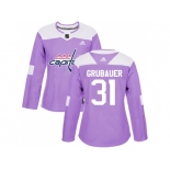 Women Adidas Washington Capitals #31 Philipp Grubauer Purple Authentic Fights Cancer Stitched NHL Jersey