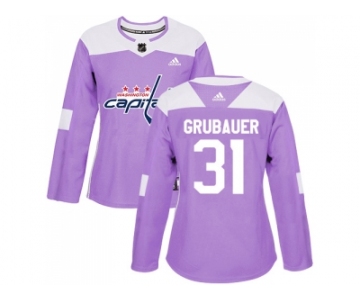 Women Adidas Washington Capitals #31 Philipp Grubauer Purple Authentic Fights Cancer Stitched NHL Jersey