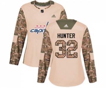 Women Adidas Washington Capitals #32 Dale Hunter Authentic Camo Veterans Day Practice NHL Jersey