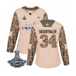 Women Adidas Washington Capitals #34 Jonas Siegenthaler Authentic Camo Veterans Day Practice 2018 Stanley Cup Final Champions NHL Jersey