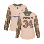 Women Adidas Washington Capitals #34 Jonas Siegenthaler Authentic Camo Veterans Day Practice NHL Jersey