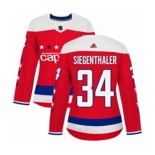 Women Adidas Washington Capitals #34 Jonas Siegenthaler Authentic Red Alternate NHL Jersey