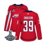 Women Adidas Washington Capitals #39 Alex Chiasson Authentic Red Home 2018 Stanley Cup Final Champions NHL Jersey