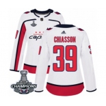 Women Adidas Washington Capitals #39 Alex Chiasson Authentic White Away 2018 Stanley Cup Final Champions NHL Jersey