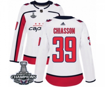 Women Adidas Washington Capitals #39 Alex Chiasson Authentic White Away 2018 Stanley Cup Final Champions NHL Jersey