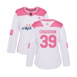 Women Adidas Washington Capitals #39 Alex Chiasson Authentic White Pink Fashion NHL Jersey