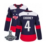 Women Adidas Washington Capitals #4 Taylor Chorney Authentic Navy Blue 2018 Stadium Series 2018 Stanley Cup Final Champions NHL Jersey