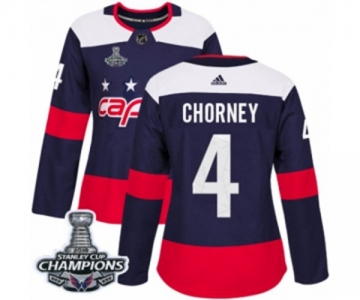 Women Adidas Washington Capitals #4 Taylor Chorney Authentic Navy Blue 2018 Stadium Series 2018 Stanley Cup Final Champions NHL Jersey