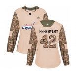 Women Adidas Washington Capitals #42 Martin Fehervary Authentic Camo Veterans Day Practice NHL Jersey