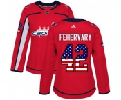 Women Adidas Washington Capitals #42 Martin Fehervary Authentic Red USA Flag Fashion NHL Jersey