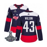 Women Adidas Washington Capitals #43 Tom Wilson Authentic Navy Blue 2018 Stadium Series 2018 Stanley Cup Final Champions NHL Jersey