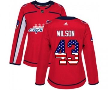 Women Adidas Washington Capitals #43 Tom Wilson Authentic Red USA Flag Fashion NHL Jersey