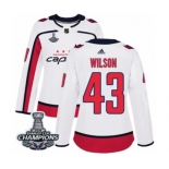 Women Adidas Washington Capitals #43 Tom Wilson Authentic White Away 2018 Stanley Cup Final Champions NHL Jersey