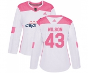 Women Adidas Washington Capitals #43 Tom Wilson Authentic White Pink Fashion NHL Jersey